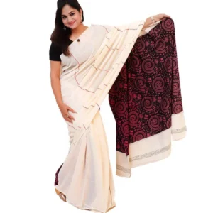 Ball Butti Khadi Cotton Green Saree